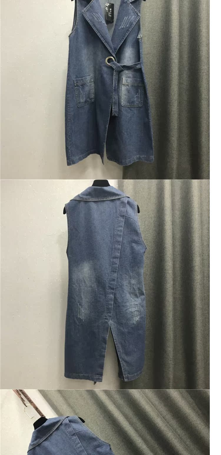 Áo vest dài denim nữ mùa xuân và mùa thu không tay hoang dã vest không tay phiên bản Hàn Quốc của áo vest mỏng vest - Áo vest áo nữ