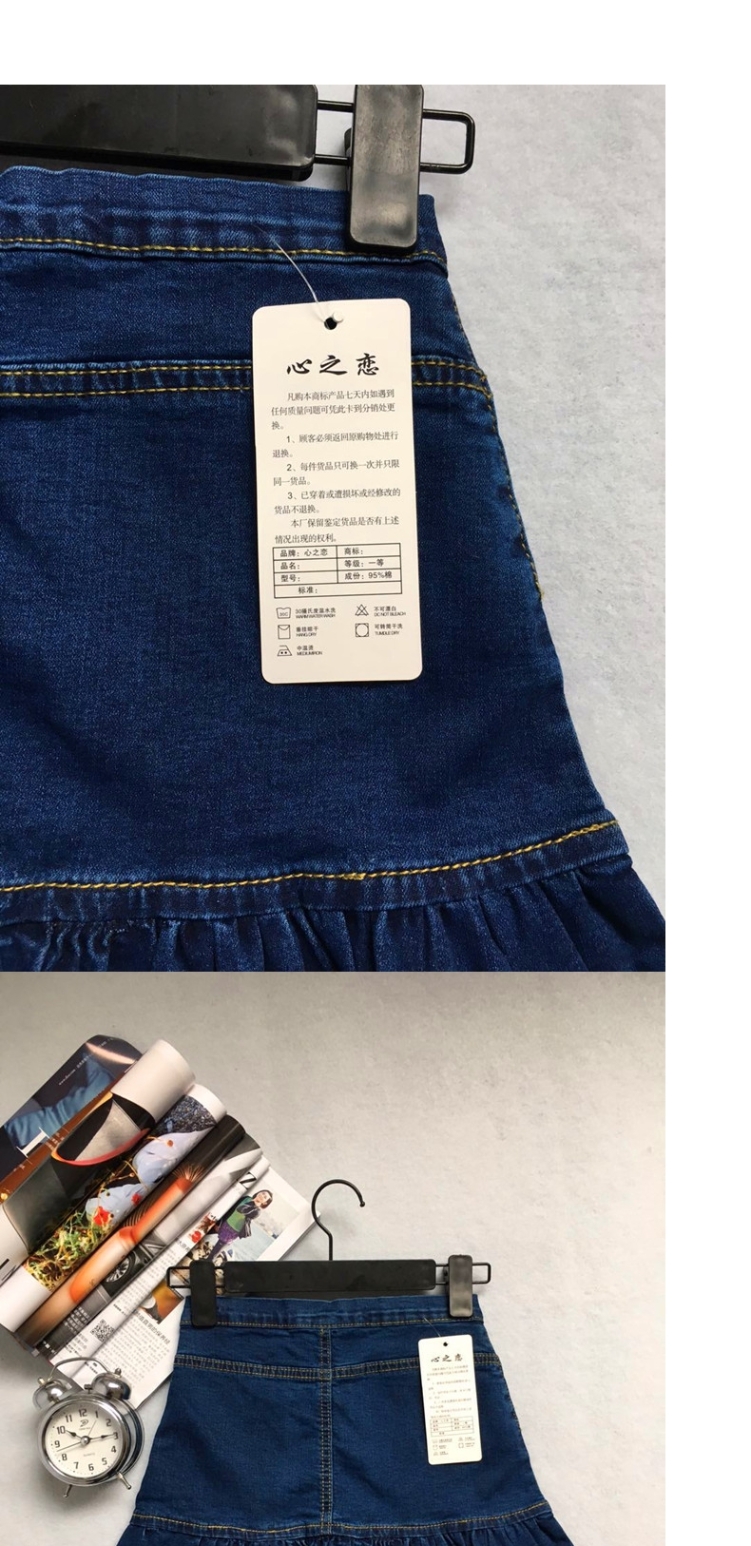~ 喵 tủ quần áo ~ 2018 hè cao eo xù váy denim váy đuôi cá váy nữ mùa thu túi hông - Váy chân váy dạ kẻ