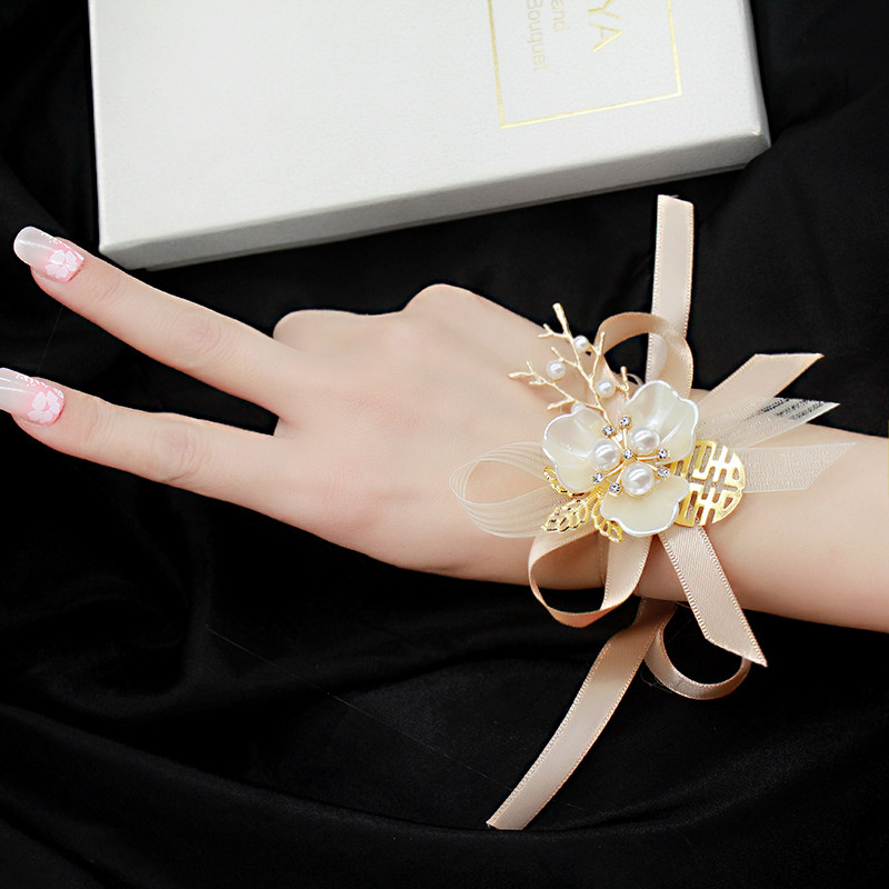 Bridesmaid's wrist flower bridal sister group Superfairy Flowers Wedding Bridegroom Groom Brooch Wedding to Korean Sensorian-style Hand Ring