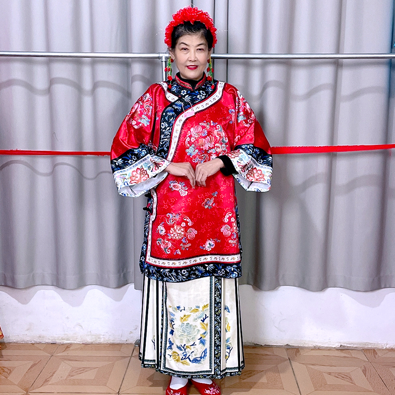 New Style Chinese Traditional Wedding Dress, Matchmaker Outfit, Qing Dynasty Hanfu, Palace Maid Costume, Ancient Costume, Mamian Skirt-Piece Set, Yangko Dance Costume