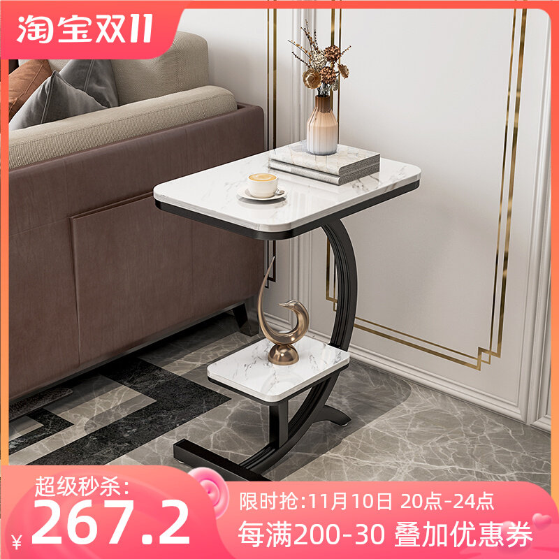 Small square table sofa side cabinet side cabinet bedside small table light luxury corner table small coffee table mini slate art side table