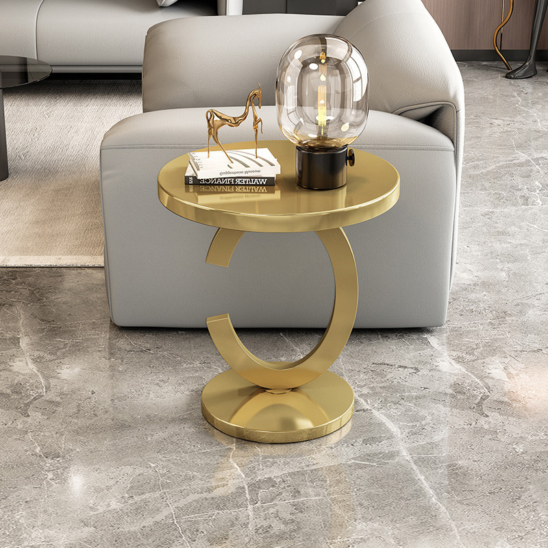 Light luxury side several stainless steel drawing small tea rooms sofa side cabinet small round table with minimal corner several beds