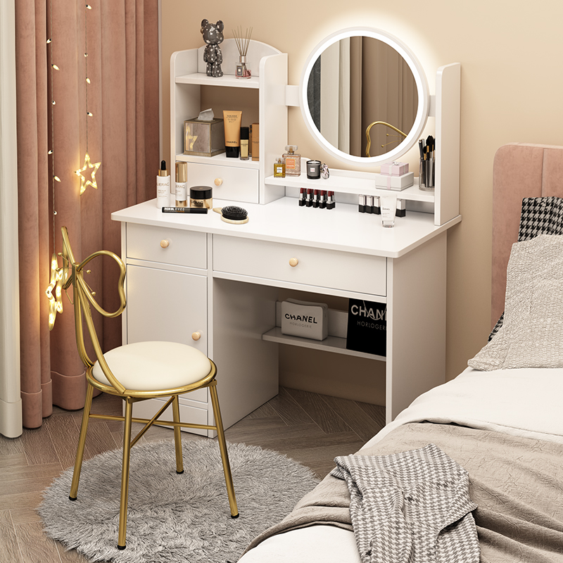 Makeup Desk Small Bedroom Modern Minimalist Makeup Desk Home Storage Cabinet Integrated Small Family Type Ins Wind Makeup Table