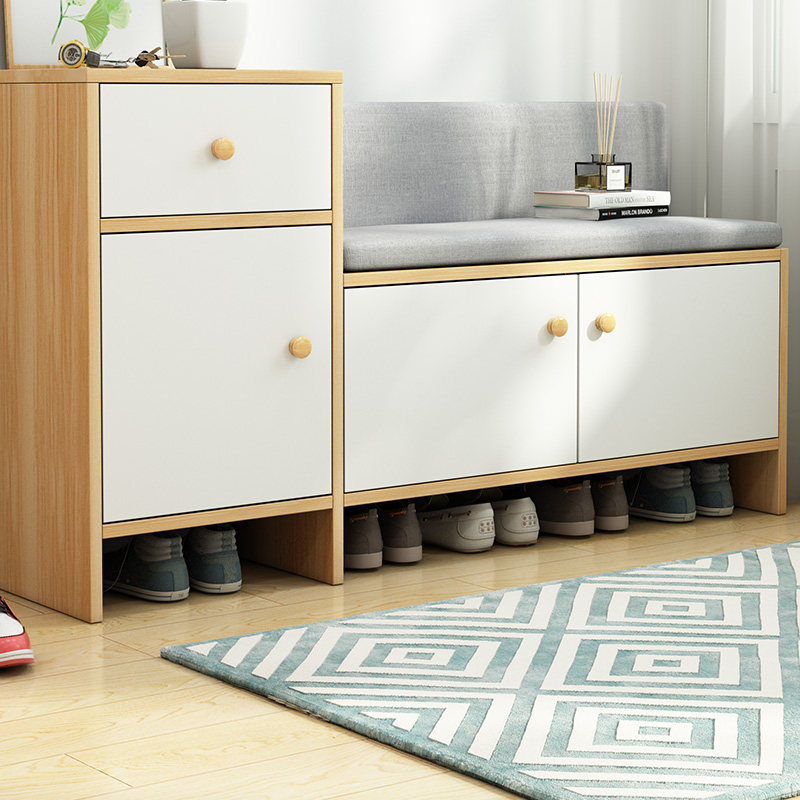 Changing shoes stool Nordic Home doorway Shoe cabinet stool One can sit on the shoes stool soft bag cushion into the family strip stool