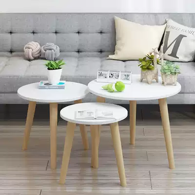 Nordic mini coffee table small round table solid wood legs simple living room small apartment modern leisure ins low table