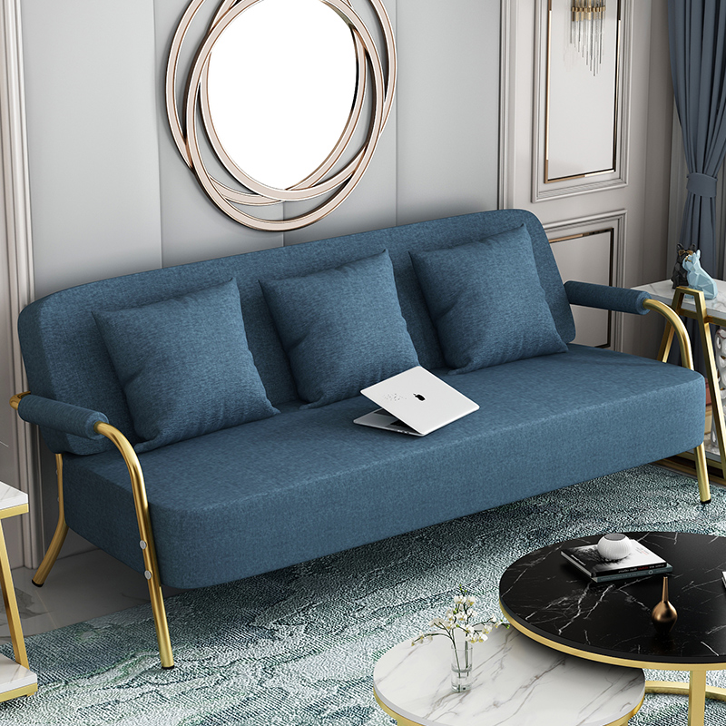 Nordic sofa small apartment modern minimalist double three-person living room fabric sofa multi-functional lazy simple small sofa