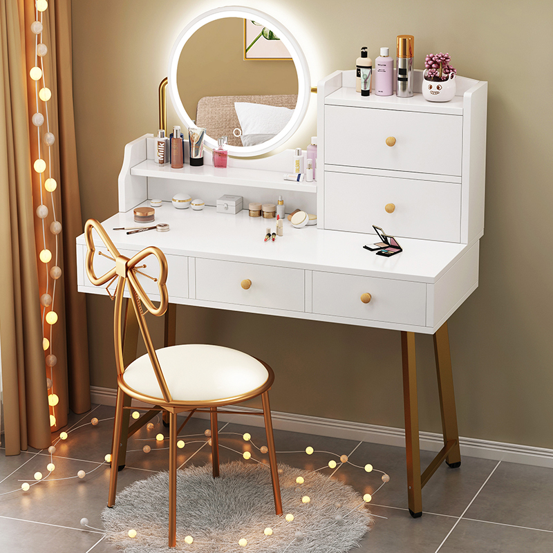 Dressing table Nordic bedroom small apartment storage cabinet integrated dressing table net red modern minimalist LED light dressing table