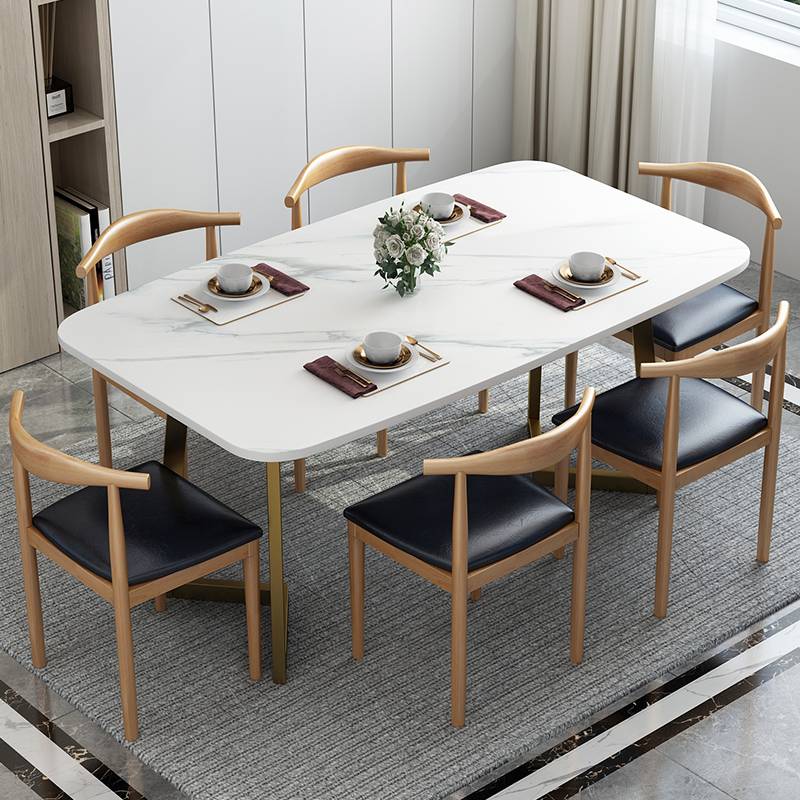 Table Modern minimalist home small family dining table Nordic dining table and chairs Combined rental rectangular dining table