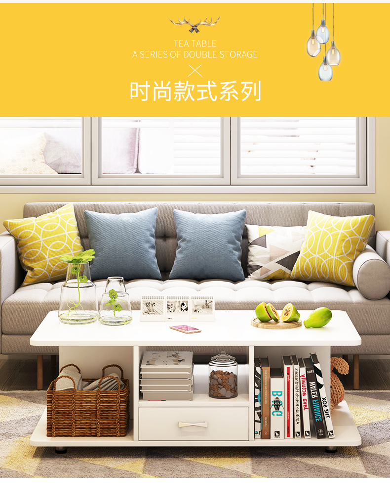 Tối giản hiện đại phía phòng khách bàn cà phê một vài đơn giản lưu trữ đồ đạc bàn cà phê bàn ​​cà phê nhỏ đôi bàn gỗ và một căn hộ nhỏ - Bàn trà ban ghe dep