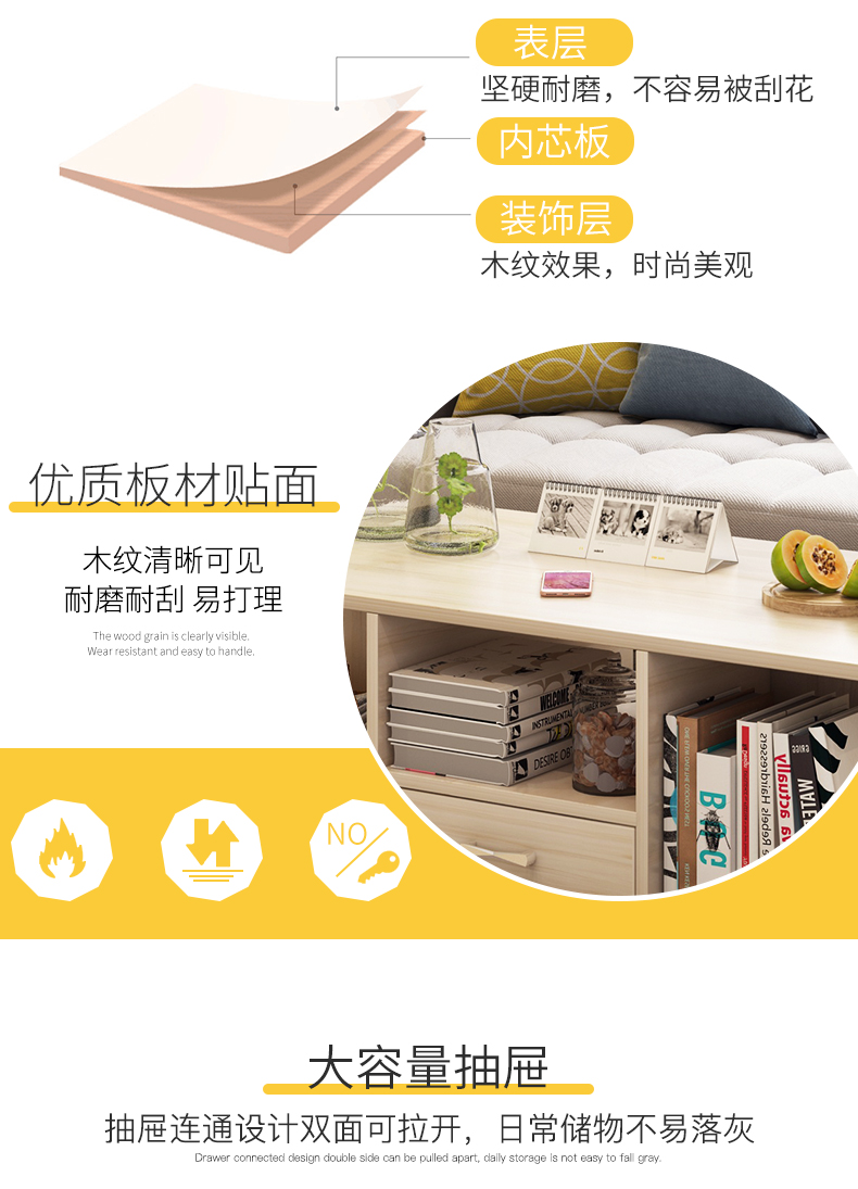 Tối giản hiện đại phía phòng khách bàn cà phê một vài đơn giản lưu trữ đồ đạc bàn cà phê bàn ​​cà phê nhỏ đôi bàn gỗ và một căn hộ nhỏ - Bàn trà ban ghe dep