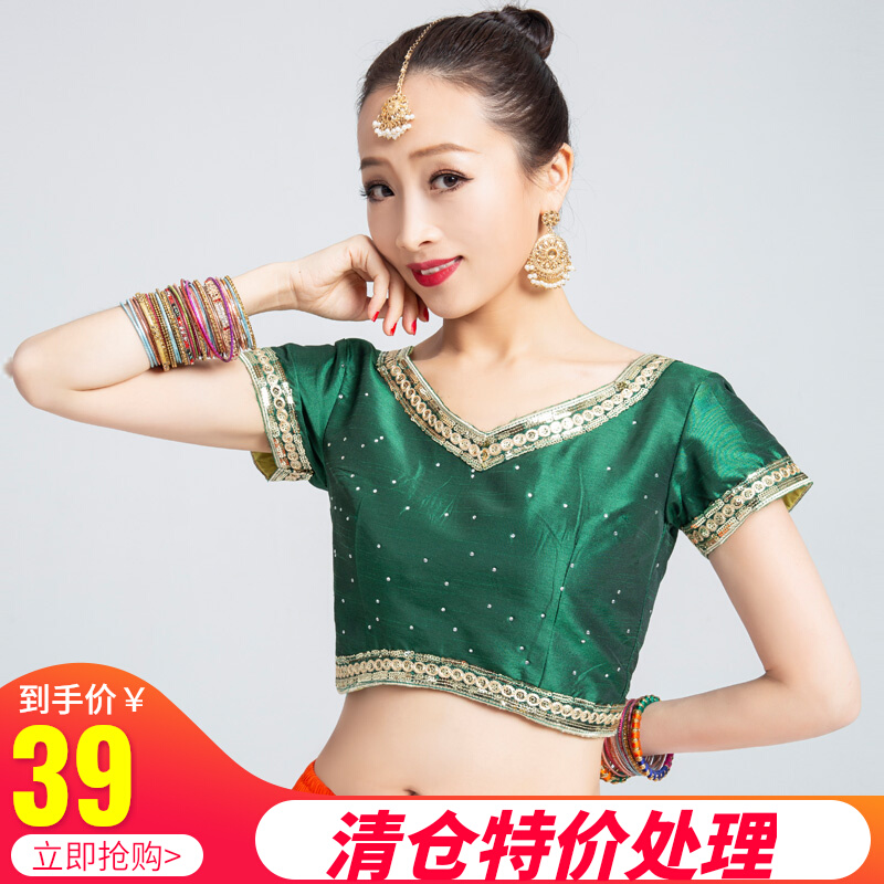 India's exquisite Lengha tops with diamonds group buying stage performance belly dance clothes for adults and children's new sari all-match