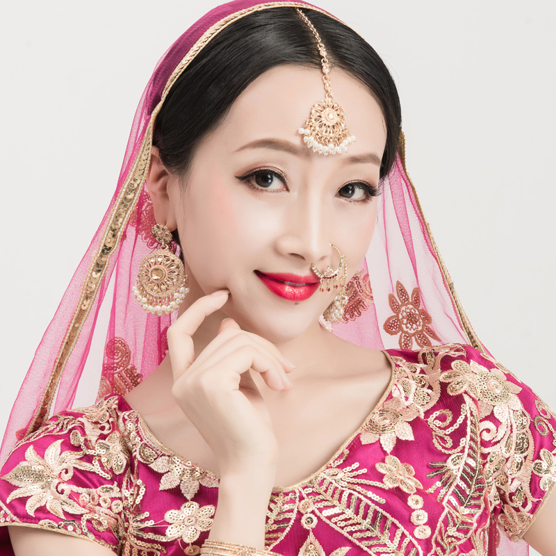 India and Pakistan style jewelry headdress earrings Two-piece set Imported nose ring Brow pendant Pasa jewelry accessories Iman India