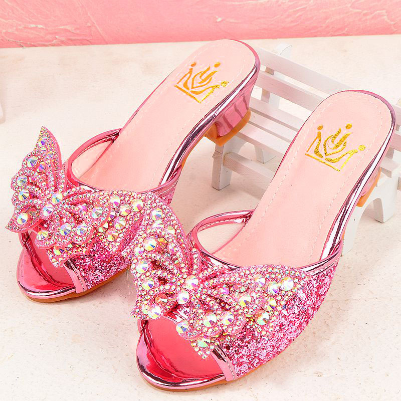 Children's Baby Slippers, New Colorful Butterfly Girls' Slippers, High-Heeled Princess Shoes, Summer Indoor Home Slippers