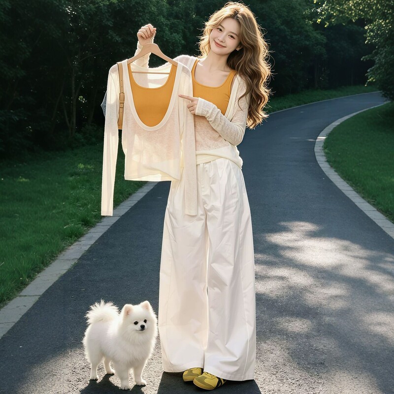 Bright Dopamine-Style Outfit for Outings: Fresh White Sun-Protective Breathable Long-Sleeve T-Shirt for Women, 2026 Summer Loose Top