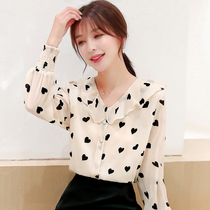 Spring and Autumn 2021 New Korean womens fashion wave spot chiffon shirt long sleeve clothes new shirt