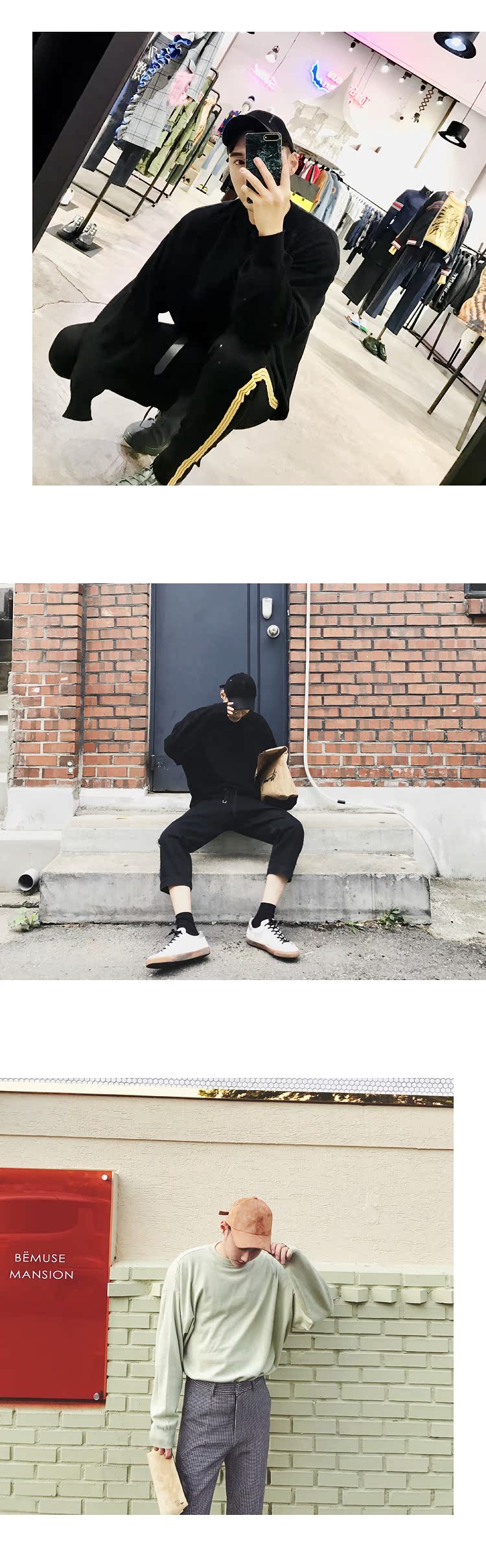 William Wei 2018 áo len thu đông nam cổ tròn rộng trẻ trung màu sắc rắn áo len giản dị shop đồ nam đẹp