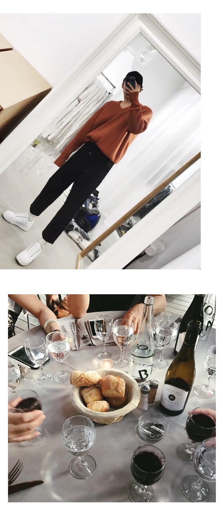 William Wei 2018 mùa thu đông mới áo len nam cổ chữ V áo thun rộng rãi giản dị áo len dài thời trang nam