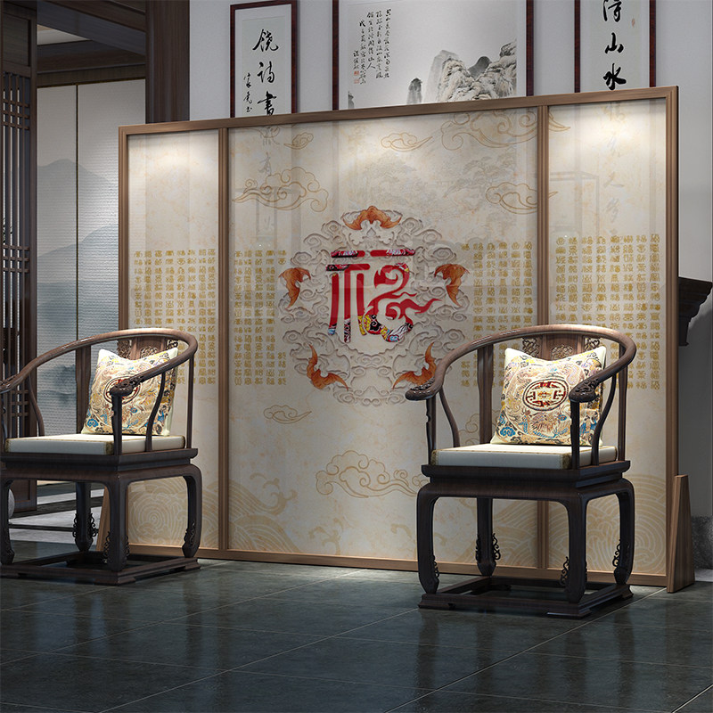 Neoclassical screen partition living room mask to block the screen of the Tea Building Tea Building Semi-transparent Chinese screen Berfurt