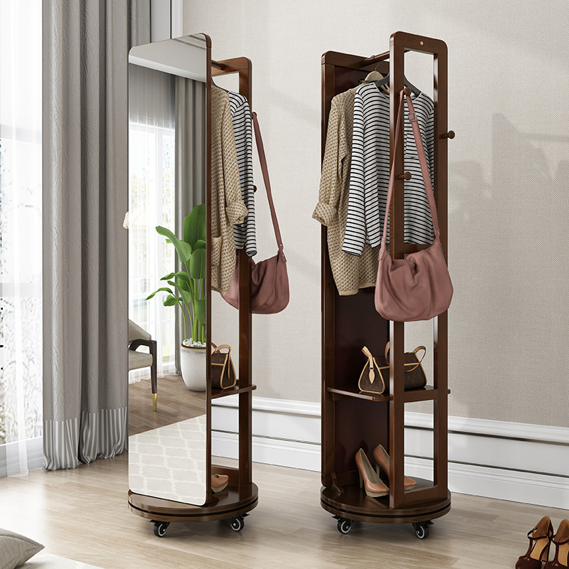 Solid wood home dressing mirror hanging hanger one-piece mirror rotating floor mirror net red wardrobe mirror fitting mirror