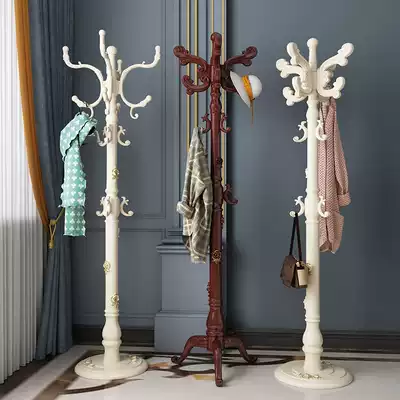 European-style solid wood floor-to-ceiling household coat rack Bedroom clothes rack Single-pole hanger floor-to-ceiling clothes rack