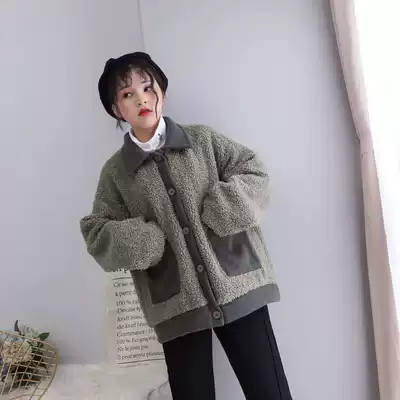 Fat plus size winter clothes 2020 new 200 kg lamb wool thickened jacket fat sister loose top age reduction