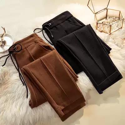 2020 autumn and winter clothes new large size women's pants 200 Jin fat sister thin thick hairy Haren pants casual pants