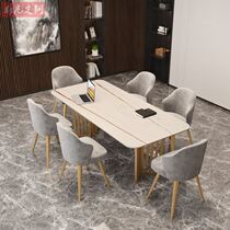 Minimalist Marble Office Furniture Light Lavish Rockboard Meeting Table desk negotiating strip guests table negotiating table