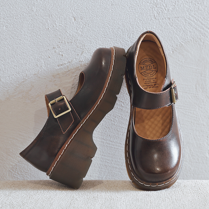 Aeglin Mary Jane women's shoes summer thin section 2022 new college style round head thick bottom small leather shoes Japanese female jk