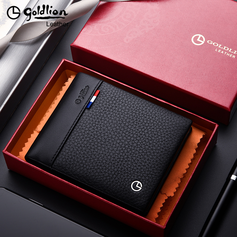Goldlion Wallet for Men 2026 New Genuine Leather Fashionable Horizontal Men's Wallet Cowhide Short Business Casual Wallet Goldlion Wallet for Men 2026 New Genuine Leather Fashionable Horizontal Men's Wallet Cowhide Short Business Casual Wallet