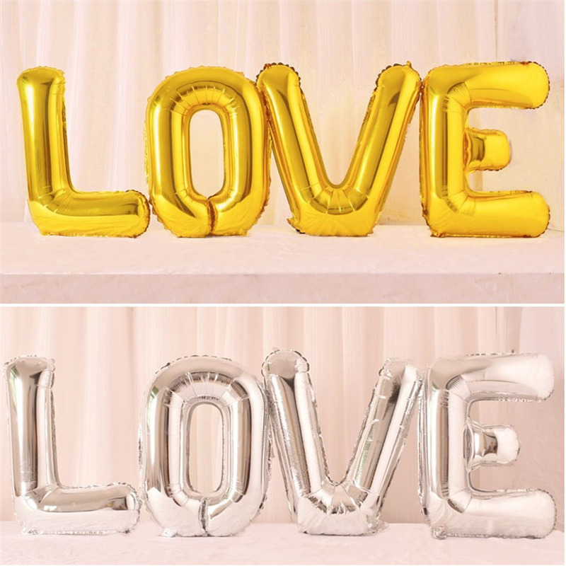 Table White Creativity Digital Balloon Golden Silver Color Party Wedding Courseware Wedding Decoration 32 Inch LOVE Aluminum Film Balloon