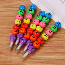 Creative Emulation Stationery Student Ice Candy Gourd 7 Color Graffiti Wax Pen Cute Expression Smiley Face Free Pencil Prize