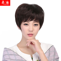 Xiudi wig female short hair middle-aged and elderly lady short straight hair mother fashion breathable fluffy realistic natural wig set