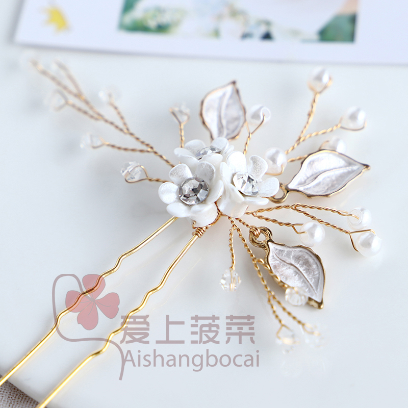 Korean bride dress water drill drill hair jacked fork jacked wedding dress accessories dress hair blossom simple