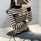 Half turtleneck imitation mink velvet sweater bottoming shirt for women 2023 autumn and winter new style inner slim slim striped top trendy