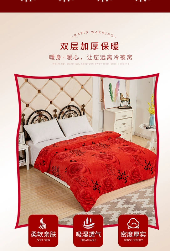 Flannel san hô chăn đơn mảnh 200 230cm hai mặt cộng với nhung mùa đông sang trọng chăn nhung duy nhất - Quilt Covers