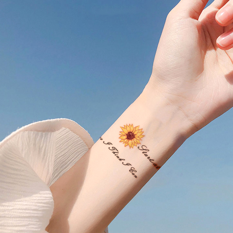 Tattoo sticker waterproof ins wind female net red eyebrow heart sticker plant simulation pattern papyrus collarbone lasting sexy