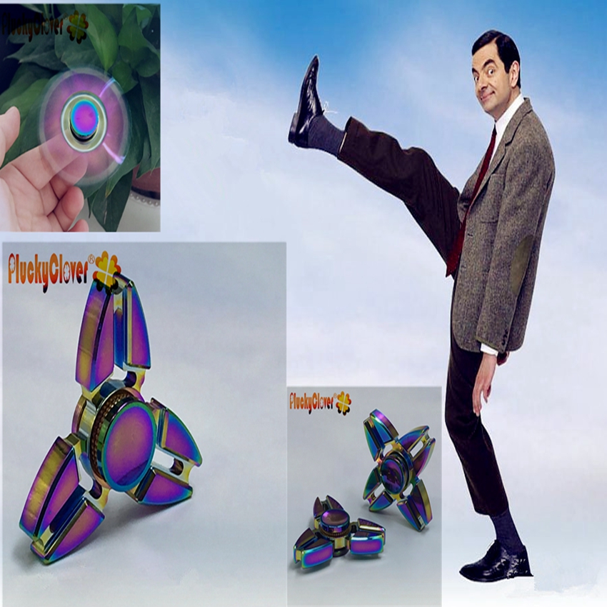 Christmas small gift crab type finger top colorful aluminum alloy three-four leaf children's adult rotating toy small gift
