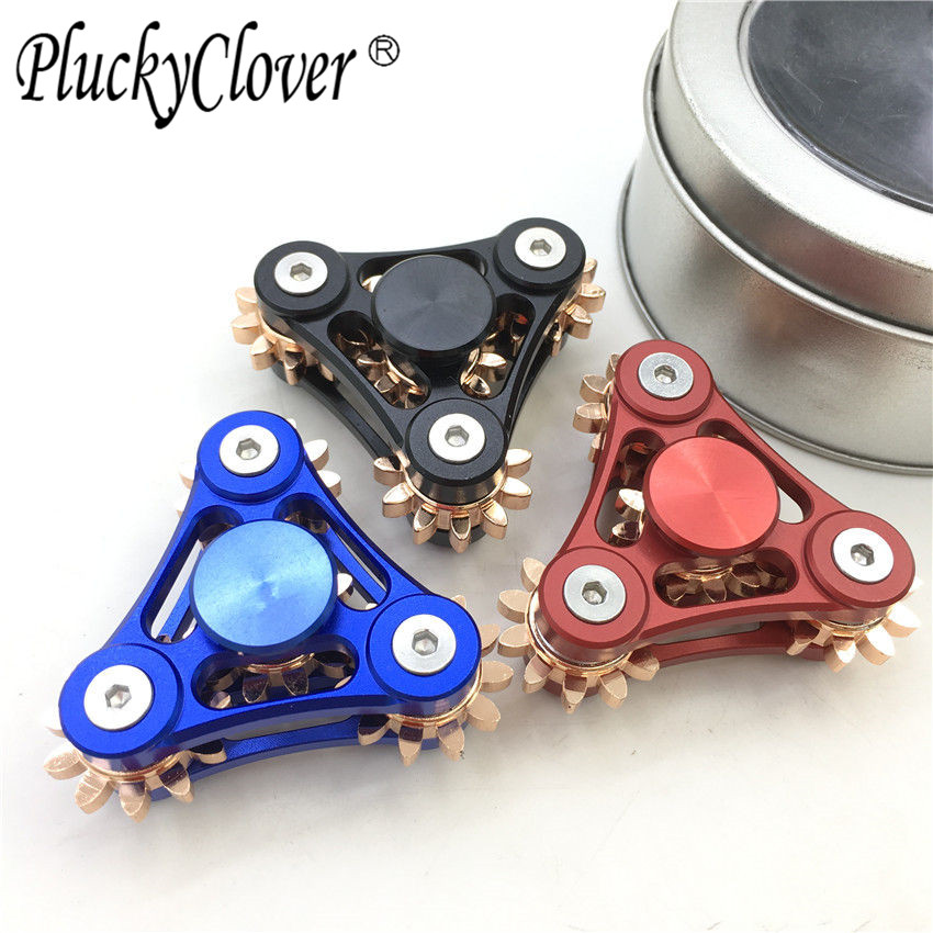 Metal Color Three-leafy gear fingertips Tops Adults Children Decompression Awesome Swing Showy Christmas Gift Toys