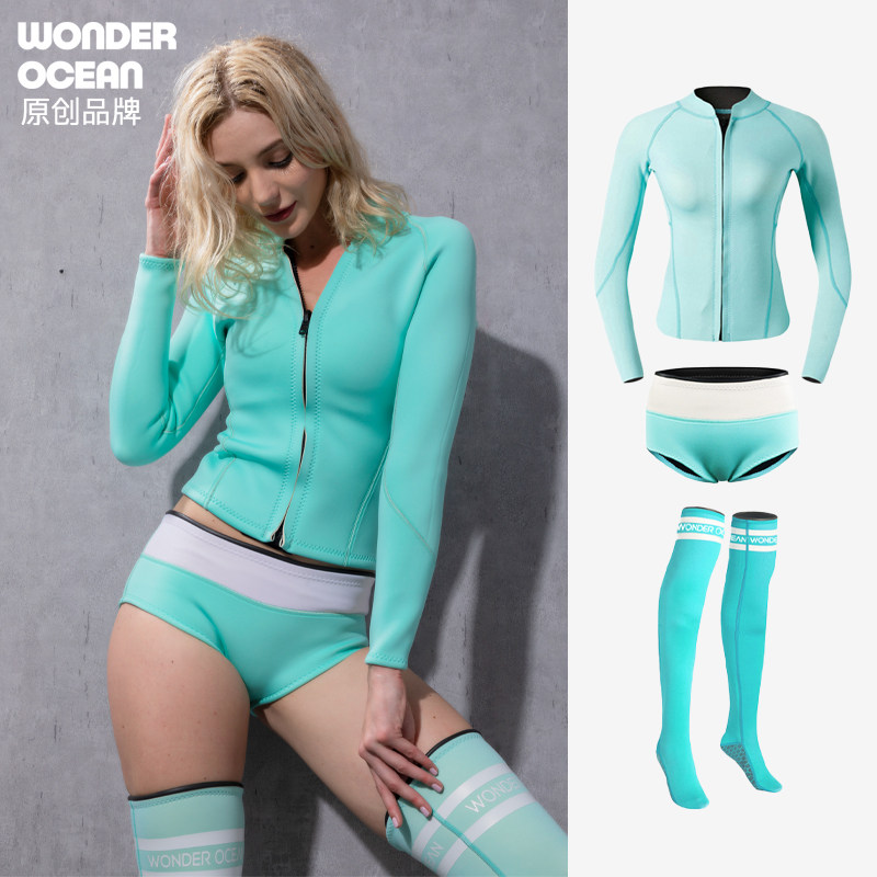 wonderocean surf suit women's long-sleeved trousers jellyfish suit wetsuit women's two-piece long-sleeved swimsuit jellyfish suit