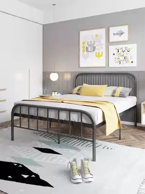 Modern minimalist economy iron bed dormitory apartment iron frame bed rice single double metal bed plus mattress package