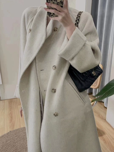 Двусторонное бархатное длинное шерстяное демисезонное шерстяное пальто, куртка, средней длины