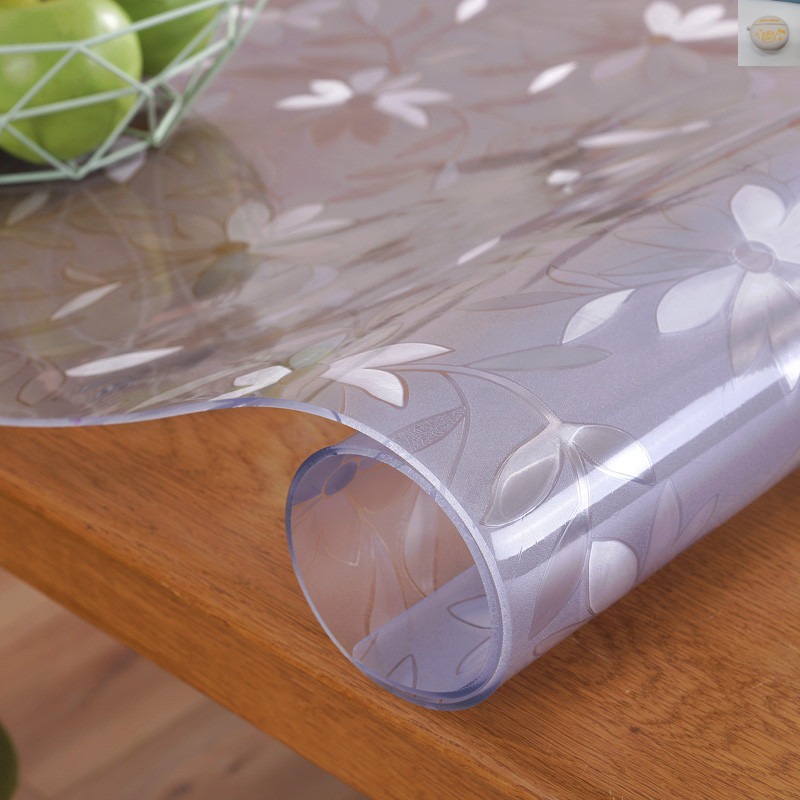Crystal Plate Dining Room Table Mat Home Living Room Tea Table Cloth Pvc Soft Glass Frosted Tabletop Anti-Burn Table Mat Transparent