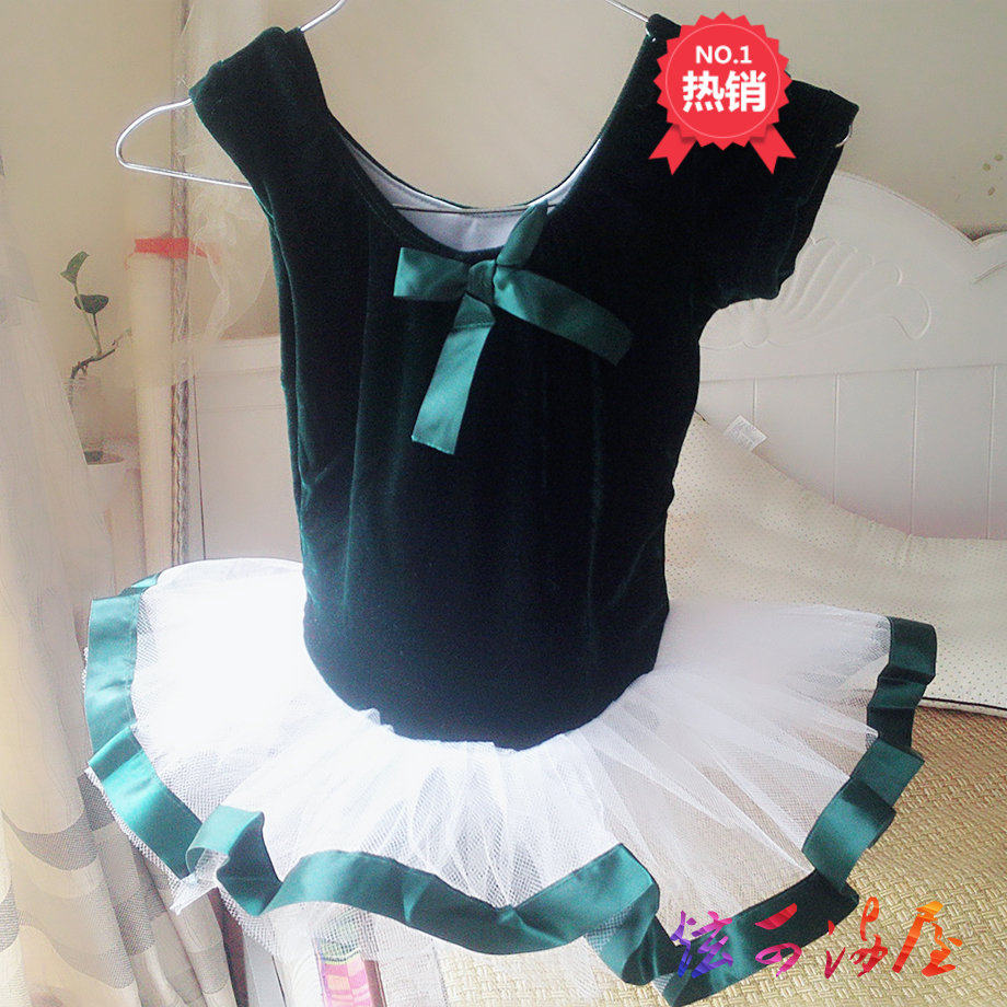 Children's Dance Velvet Short-sleeved Charadin Dress Short Dress Performing Dress Dress Dressing