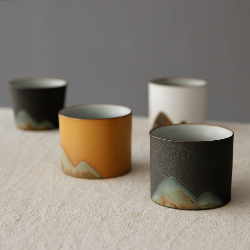 Ceramic sample tea cup kung fu tea cup black Japanese zen cup of colored glaze cup tea cups daily small Ceramic cup