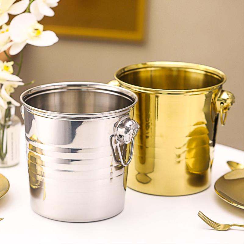 Heavy red wine ice bucket Ice cube filled milk tea business insulation medium cup put milk tea with stainless steel bar ktv