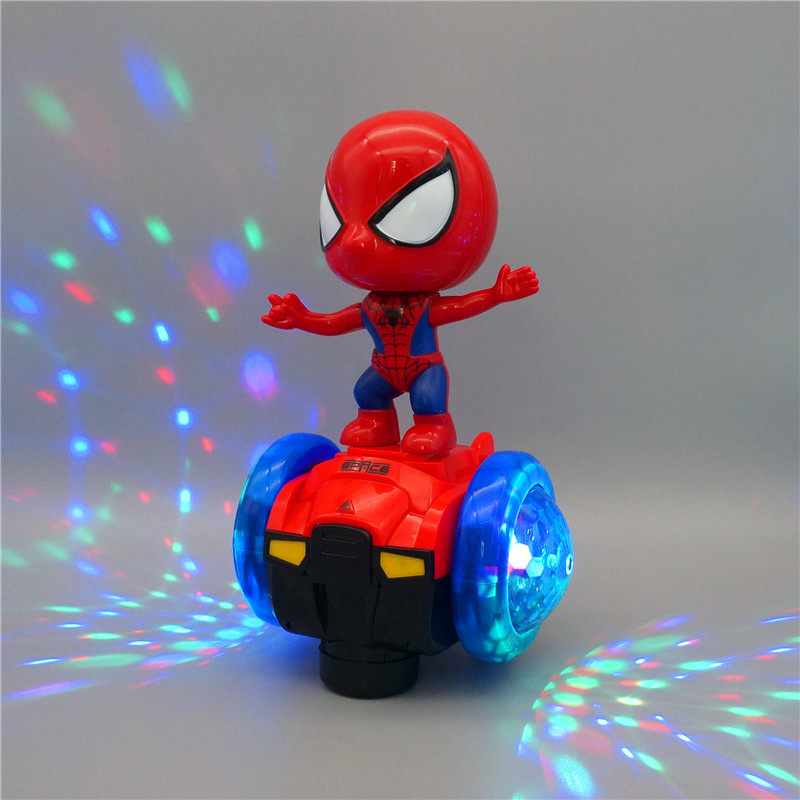 Children's electric toy universal car aerobatics rotary bending light music Spiderman Children's little boy's birthday present