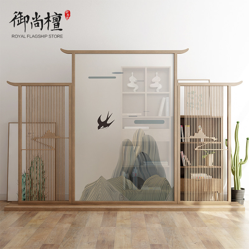 New Chinese-style screen partition living room entry porch hall lobby partition wall modern minimalist semi-transparent fashion decoration