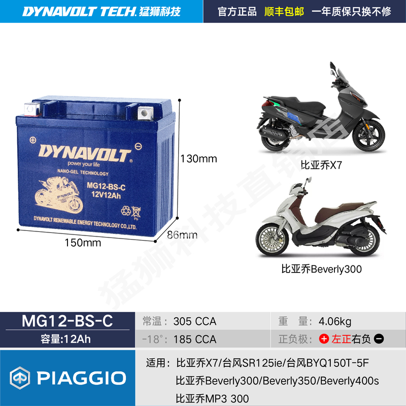 Zongshen Biaqiao X7 Urban Flight 125 Ra1 Mp3 500 Inverted Tricycle Motorcycle Battery