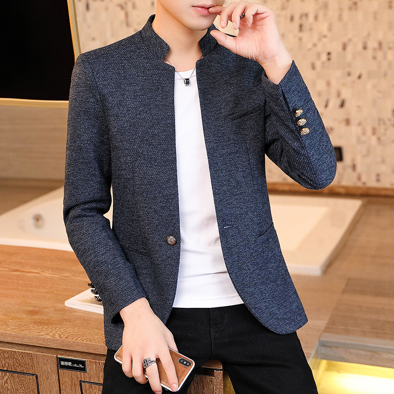 Spring coat Men's youth suit clothes Tunic casual handsome top Men's mature jacket coat