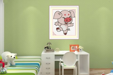 In lụa thêu khâu mới phòng khách phòng ngủ dễ thương lợn con vật hoàng đạo đơn giản nhỏ 2018 - Công cụ & phụ kiện Cross-stitch mua tranh thêu chữ thập về tự thêu